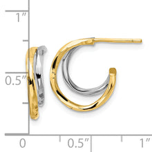 Load image into Gallery viewer, 14k w/White Rhodium D/C J-Hoop Earrings
