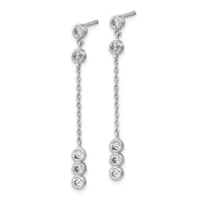Load image into Gallery viewer, 14K White Gold CZ  Chain Link Dangle Earrings
