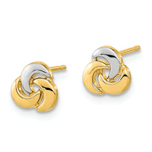 Load image into Gallery viewer, 14K Polished White Rhodium Knot Post Earrings
