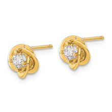 Load image into Gallery viewer, 14K Polished Love Knot with CZ Post Earrings
