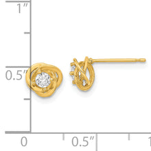 Load image into Gallery viewer, 14K Polished Love Knot with CZ Post Earrings
