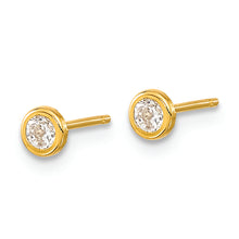 Load image into Gallery viewer, 14K Polished Circle Bezel CZ Post Earrings
