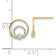 Load image into Gallery viewer, 14K Polished White Rhodium CZ Double Circle Post Earrings
