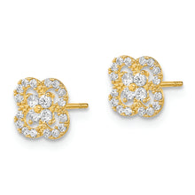 Load image into Gallery viewer, 14K Polished Flower CZ Post Earrings
