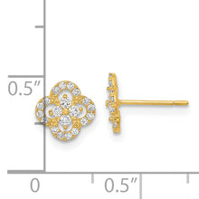 Load image into Gallery viewer, 14K Polished Flower CZ Post Earrings

