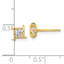 Load image into Gallery viewer, 14K Polished CZ Square Design Post Earrings
