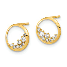 Load image into Gallery viewer, 14K Polished Open Circle CZ Post Earrings
