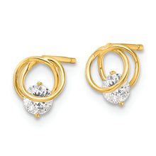 Load image into Gallery viewer, 14k Yellow Gold Polished CZ Circles Post Earrings
