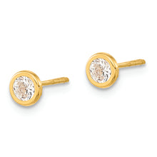 Load image into Gallery viewer, 14K Polished Circle Bezel with CZ Post Earrings
