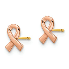 Load image into Gallery viewer, 14k Two-tone Rose &amp; Yellow Post Awareness Ribbon Yellow Gold Post Earrings

