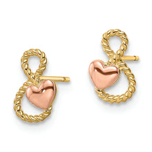 Load image into Gallery viewer, 14k Two-tone Heart Post Earrings
