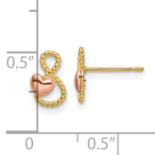 Load image into Gallery viewer, 14k Two-tone Heart Post Earrings
