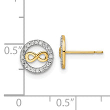 Load image into Gallery viewer, 14k CZ Infinity Symbol Post Earrings
