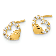 Load image into Gallery viewer, 14K Polished Cut Out Heart CZ Post Earrings
