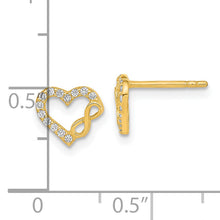 Load image into Gallery viewer, 14K Polished Cut Out Heart and Infinity Sign CZ Post Earrings
