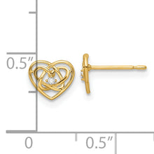 Load image into Gallery viewer, 14k CZ Trinity Heart Post Earrings
