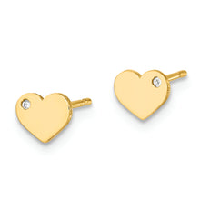 Load image into Gallery viewer, 14K Polished CZ Heart Post Earrings
