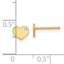 Load image into Gallery viewer, 14K Polished CZ Heart Post Earrings
