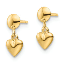 Load image into Gallery viewer, 14K Polished Heart Post Dangle Earrings
