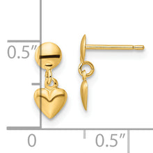 Load image into Gallery viewer, 14K Polished Heart Post Dangle Earrings
