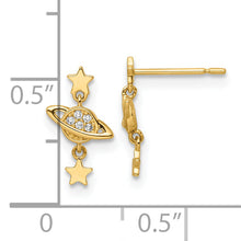 Load image into Gallery viewer, 14k CZ Saturn &amp; Stars Dangle Post Earrings
