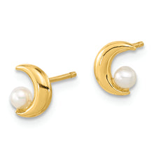 Load image into Gallery viewer, 14K Polished Half Moon 2.5-3mm Freshwater Cultured Pearl Post Earrings
