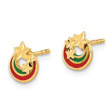Load image into Gallery viewer, 14K Polished Enameled with Diamond Cut Stars Post Earrings
