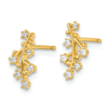 Load image into Gallery viewer, 14k Yellow Gold Polished CZ Tree Branch Post Earrings
