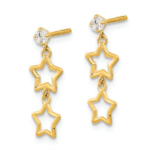 Load image into Gallery viewer, 14K Polished Dangle Star with CZ Post Earrings
