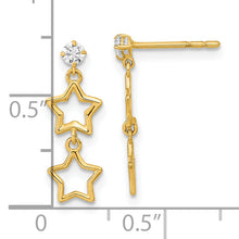 Load image into Gallery viewer, 14K Polished Dangle Star with CZ Post Earrings
