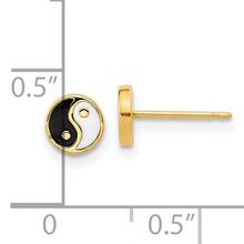 Load image into Gallery viewer, 14K Gold Black/White Enamel Yin and Yang Post Earrings
