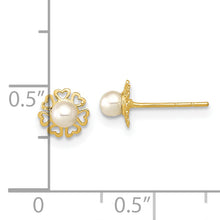 Load image into Gallery viewer, 14K Polished Small Heart Petals with FW Cultured Pear Post Earrings
