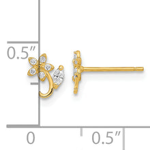 Load image into Gallery viewer, 14K Polished Flower CZ Post Earrings
