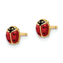 Load image into Gallery viewer, 14k Polished Enameled Small Ladybug Post Earrings
