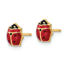 Load image into Gallery viewer, 14k Polished Enameled Medium Ladybug Post Earrings
