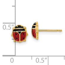 Load image into Gallery viewer, 14K Gold Red/Black Enamel Ladybug Post Earrings
