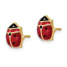 Load image into Gallery viewer, 14k Polished Enameled Large Ladybug Post Earrings
