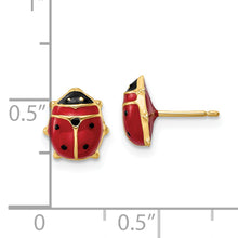 Load image into Gallery viewer, 14k Polished Enameled Large Ladybug Post Earrings
