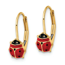Load image into Gallery viewer, 14k Polished Enameled Ladybug Leverback Earrings
