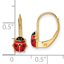 Load image into Gallery viewer, 14k Polished Enameled Ladybug Leverback Earrings
