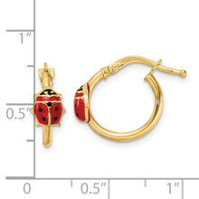 Load image into Gallery viewer, 14k Polished Enameled Ladybug Post Hoop Earrings
