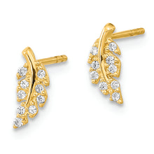 Load image into Gallery viewer, 14K Polished Leaf CZ Post Earrings
