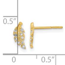 Load image into Gallery viewer, 14K Polished Leaf CZ Post Earrings
