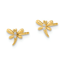 Load image into Gallery viewer, 14K Polished Dragonfly with CZ Post Earrings
