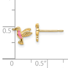 Load image into Gallery viewer, 14k Pink Enamel Hummingbird Post Earrings
