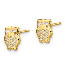 Load image into Gallery viewer, 14K Gold Textured Owl Post Earrings
