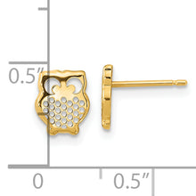 Load image into Gallery viewer, 14K Gold Textured Owl Post Earrings
