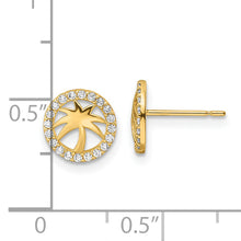 Load image into Gallery viewer, 14k CZ Palm Tree Post Earrings

