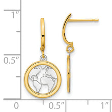 Load image into Gallery viewer, 14K Polished White Rhodium Earth Dangle Earrings
