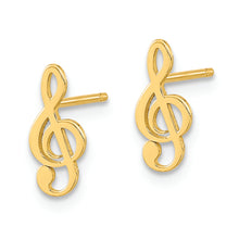 Load image into Gallery viewer, 14K Polished Treble Clef Note Post Earrings
